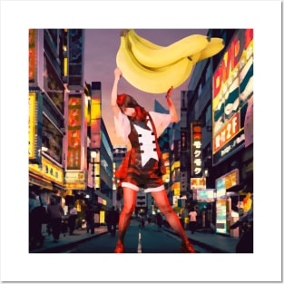 Giant Akane with giant bananas Posters and Art